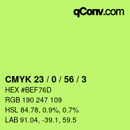 Color code: CMYK 23 / 0 / 56 / 3 | qconv.com