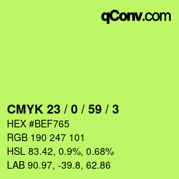 カラーコード: CMYK 23 / 0 / 59 / 3 | qconv.com