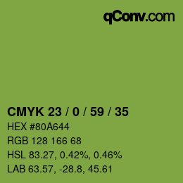 カラーコード: CMYK 23 / 0 / 59 / 35 | qconv.com