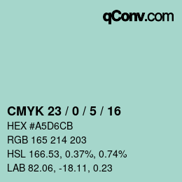 Color code: CMYK 23 / 0 / 5 / 16 | qconv.com