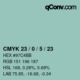 Color code: CMYK 23 / 0 / 5 / 23 | qconv.com