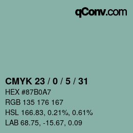 カラーコード: CMYK 23 / 0 / 5 / 31 | qconv.com