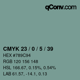 Color code: CMYK 23 / 0 / 5 / 39 | qconv.com