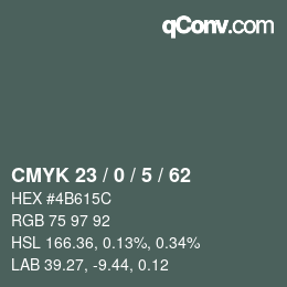 カラーコード: CMYK 23 / 0 / 5 / 62 | qconv.com