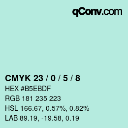 Color code: CMYK 23 / 0 / 5 / 8 | qconv.com