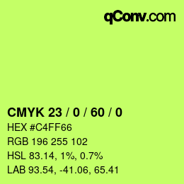 Color code: CMYK 23 / 0 / 60 / 0 | qconv.com