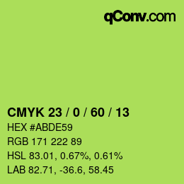 カラーコード: CMYK 23 / 0 / 60 / 13 | qconv.com