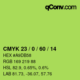 カラーコード: CMYK 23 / 0 / 60 / 14 | qconv.com