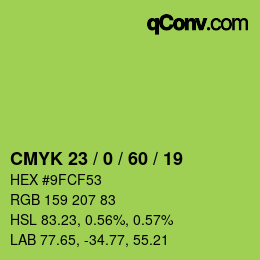 カラーコード: CMYK 23 / 0 / 60 / 19 | qconv.com