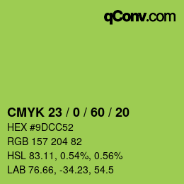颜色代码: CMYK 23 / 0 / 60 / 20 | qconv.com