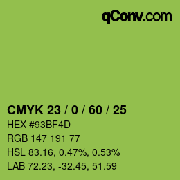 カラーコード: CMYK 23 / 0 / 60 / 25 | qconv.com