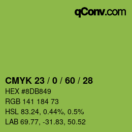 Color code: CMYK 23 / 0 / 60 / 28 | qconv.com