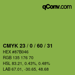 颜色代码: CMYK 23 / 0 / 60 / 31 | qconv.com