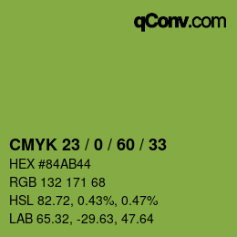 カラーコード: CMYK 23 / 0 / 60 / 33 | qconv.com