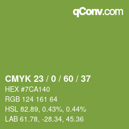 颜色代码: CMYK 23 / 0 / 60 / 37 | qconv.com