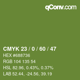 カラーコード: CMYK 23 / 0 / 60 / 47 | qconv.com