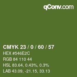 颜色代码: CMYK 23 / 0 / 60 / 57 | qconv.com