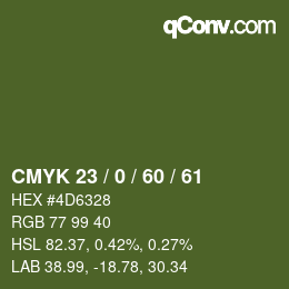 Color code: CMYK 23 / 0 / 60 / 61 | qconv.com