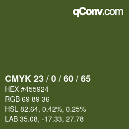 カラーコード: CMYK 23 / 0 / 60 / 65 | qconv.com