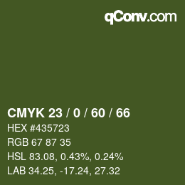 カラーコード: CMYK 23 / 0 / 60 / 66 | qconv.com