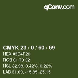 カラーコード: CMYK 23 / 0 / 60 / 69 | qconv.com