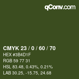 颜色代码: CMYK 23 / 0 / 60 / 70 | qconv.com