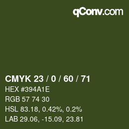 颜色代码: CMYK 23 / 0 / 60 / 71 | qconv.com