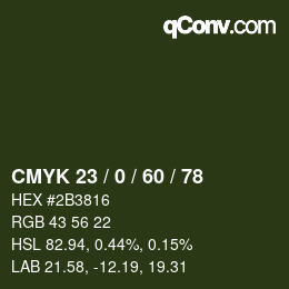 カラーコード: CMYK 23 / 0 / 60 / 78 | qconv.com
