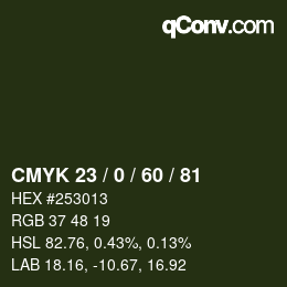 颜色代码: CMYK 23 / 0 / 60 / 81 | qconv.com