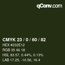 カラーコード: CMYK 23 / 0 / 60 / 82 | qconv.com