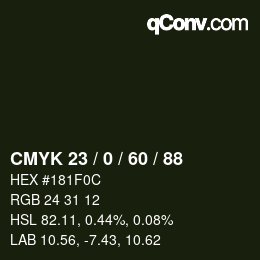 カラーコード: CMYK 23 / 0 / 60 / 88 | qconv.com