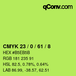 Color code: CMYK 23 / 0 / 61 / 8 | qconv.com
