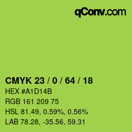 Farbcode: CMYK 23 / 0 / 64 / 18 | qconv.com
