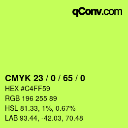 Color code: CMYK 23 / 0 / 65 / 0 | qconv.com