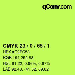 カラーコード: CMYK 23 / 0 / 65 / 1 | qconv.com