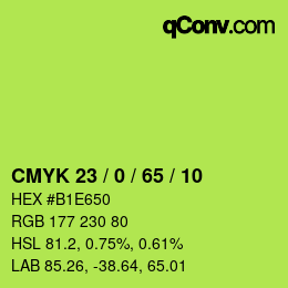 カラーコード: CMYK 23 / 0 / 65 / 10 | qconv.com