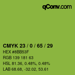 カラーコード: CMYK 23 / 0 / 65 / 29 | qconv.com