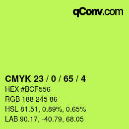 カラーコード: CMYK 23 / 0 / 65 / 4 | qconv.com