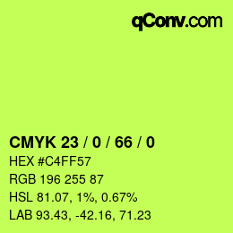 Color code: CMYK 23 / 0 / 66 / 0 | qconv.com