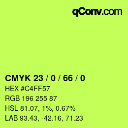カラーコード: CMYK 23 / 0 / 66 / 0 | qconv.com