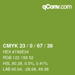 颜色代码: CMYK 23 / 0 / 67 / 38 | qconv.com