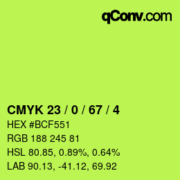 Color code: CMYK 23 / 0 / 67 / 4 | qconv.com