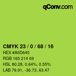 カラーコード: CMYK 23 / 0 / 68 / 16 | qconv.com