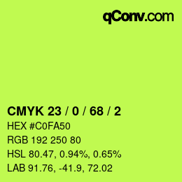 カラーコード: CMYK 23 / 0 / 68 / 2 | qconv.com