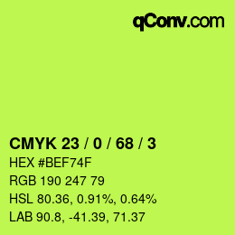 颜色代码: CMYK 23 / 0 / 68 / 3 | qconv.com
