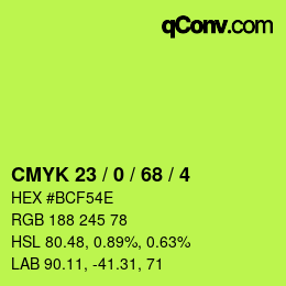Color code: CMYK 23 / 0 / 68 / 4 | qconv.com