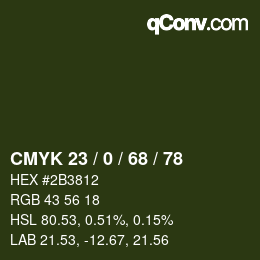 カラーコード: CMYK 23 / 0 / 68 / 78 | qconv.com