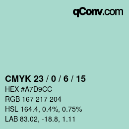 Color code: CMYK 23 / 0 / 6 / 15 | qconv.com