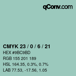 カラーコード: CMYK 23 / 0 / 6 / 21 | qconv.com