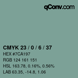 Color code: CMYK 23 / 0 / 6 / 37 | qconv.com